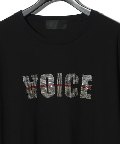 ys Yuji SUGENO (イース ユウジ スゲノ)  220210109 /  Sequin Embroidery Hemstep Big T / VOICE -BLACK
