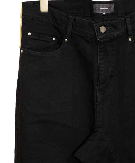 ys Yuji SUGENO (イース ユウジ スゲノ)  211140503-BLACK / Supima High Power Stretch Denim Semi Sarouel Pants