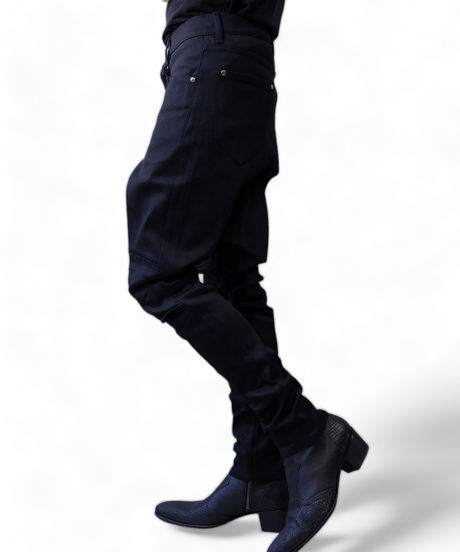 ys Yuji SUGENO (イース ユウジ スゲノ)  210640501-BLACK / Twin Power Rigid Denim Semi-Sarouel Pants