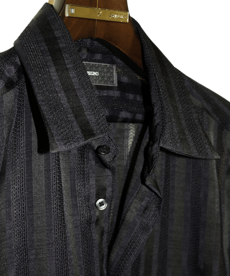 ys Yuji SUGENO (イース ユウジ スゲノ)  210830402-BLACK / Regular shirt with karami stripe stole
