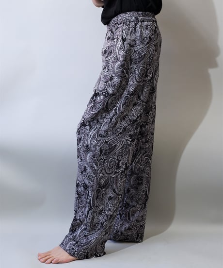 ADULT YUJISUGENO 5520130502-BLACK / Paisley Pattern Saruel Easy Wide Pants