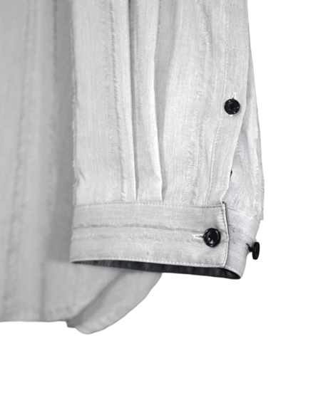 ys Yuji SUGENO (イース ユウジ スゲノ)  210830404-L.GRAY / Cut fringe striped over collarless shirt