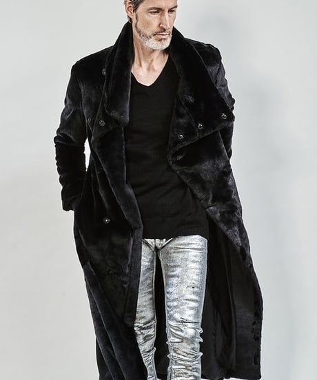 ys Yuji SUGENO (イース ユウジ スゲノ) 210331102-BLACK / Fur changing high color wrap maxi coat
