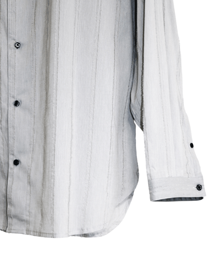ys Yuji SUGENO (イース ユウジ スゲノ)  210830404-L.GRAY / Cut fringe striped over collarless shirt