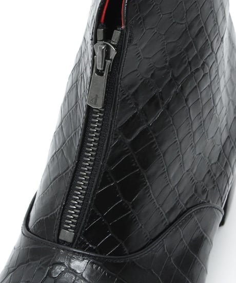 ys Yuji SUGENO (イース ユウジ スゲノ)  210854202 / Aisle Croco Front Zip Heel Boots - BLACK