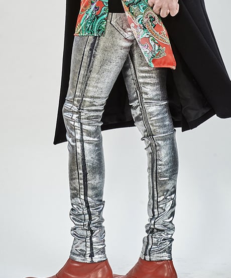 ys Yuji SUGENO (イース ユウジ スゲノ) 210840503-SILVER / Silver foil Stretch denim 5P Skinny Denim
