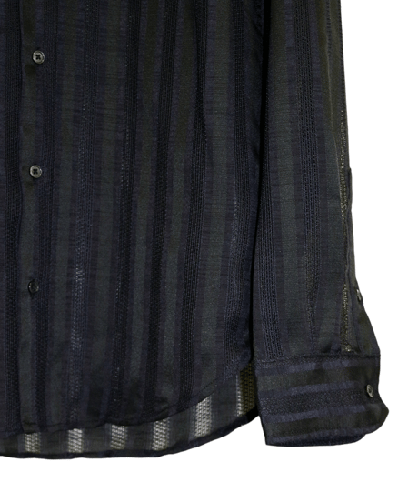 ys Yuji SUGENO (イース ユウジ スゲノ)  210830402-BLACK / Regular shirt with karami stripe stole