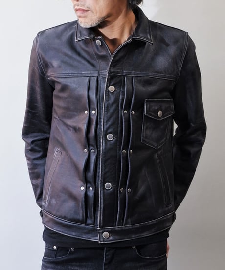ys Yuji SUGENO (イース ユウジ スゲノ)  210650901-BLACK / Horse Leather USED Blast Tack Jacket