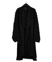ys Yuji SUGENO (イース ユウジ スゲノ) 210330301-BLACK / Fringe cut jacquard shawl collar shirt gown
