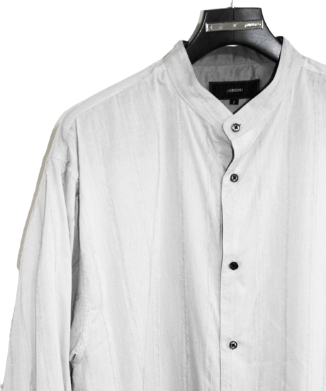 ys Yuji SUGENO (イース ユウジ スゲノ)  210830404-L.GRAY / Cut fringe striped over collarless shirt