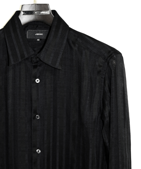 ys Yuji SUGENO (イース ユウジ スゲノ)  210830402-BLACK / Regular shirt with karami stripe stole