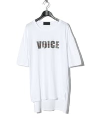 ys Yuji SUGENO (イース ユウジ スゲノ)  220210109 /  Sequin Embroidery Hemstep Big T / VOICE -WHITE