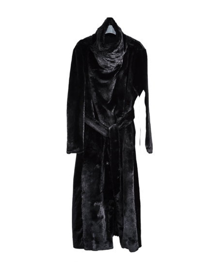 ys Yuji SUGENO (イース ユウジ スゲノ) 210331102-BLACK / Fur changing high color wrap maxi coat