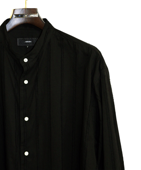 ys Yuji SUGENO (イース ユウジ スゲノ)  210830404-BLACK / Cut fringe striped over collarless shirt