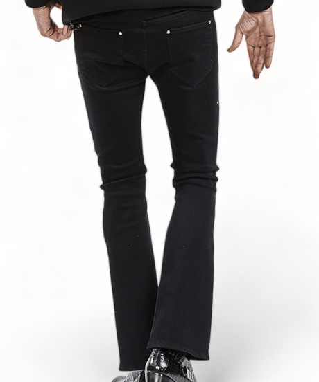 ys Yuji SUGENO (イース ユウジ スゲノ)  210340505-BLACK / Royal Leather Changing Stretch  boot cut Pants