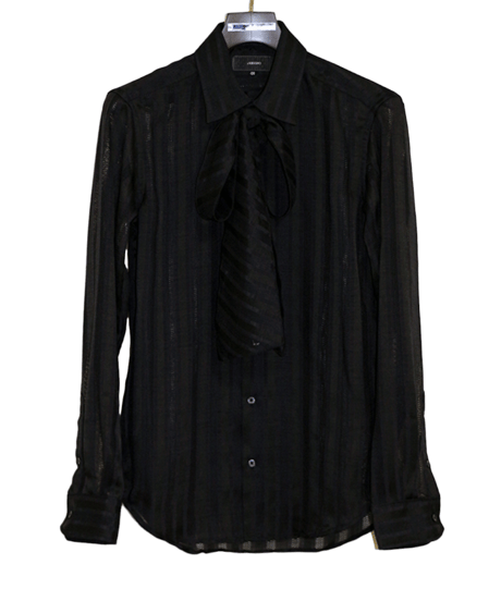 ys Yuji SUGENO (イース ユウジ スゲノ)  210830402-BLACK / Regular shirt with karami stripe stole