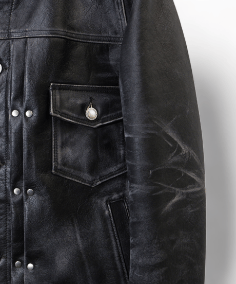 ys Yuji SUGENO (イース ユウジ スゲノ)  210650901-BLACK / Horse Leather USED Blast Tack Jacket