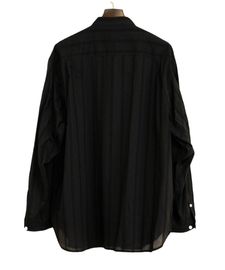ys Yuji SUGENO (イース ユウジ スゲノ)  210830404-BLACK / Cut fringe striped over collarless shirt