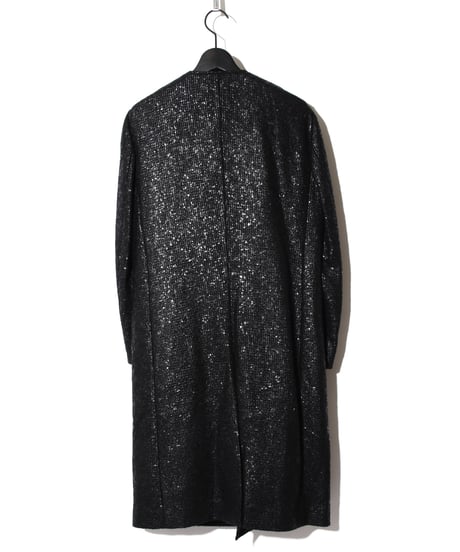 ys Yuji SUGENO (イース ユウジ スゲノ) 210831104 / Black Foil Tweed No Col lar Riders Coat