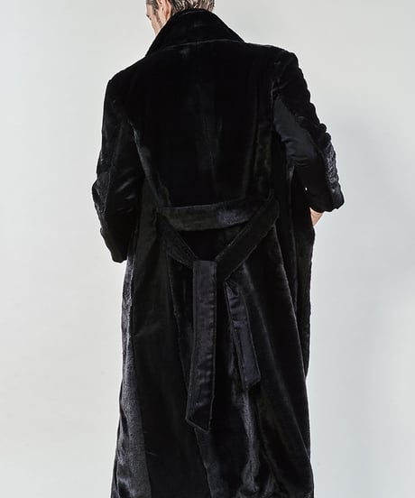 ys Yuji SUGENO (イース ユウジ スゲノ) 210331102-BLACK / Fur changing high color wrap maxi coat