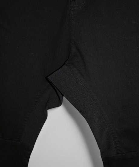 ys YUJISUGENO (イース ユウジ スゲノ)  211240503-BLACK / Hybrid stretch denim Saruel Pants