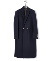 ys Yuji SUGENO (イース ユウジ スゲノ) 210731102-NAVY / Lambswool Semi-double gold glue Long Chester Coat