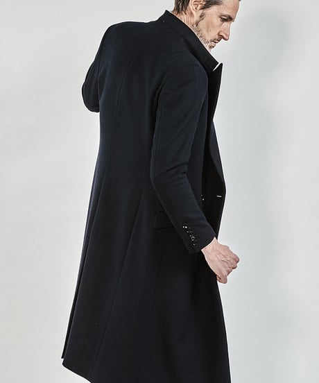 ys Yuji SUGENO (イース ユウジ スゲノ) 210731103-BLACK / Lamb Beaver wool Semi-double Long Chester Coat