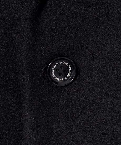 ys Yuji SUGENO (イース ユウジ スゲノ) 210731103-BLACK / Lamb Beaver wool Semi-double Long Chester Coat