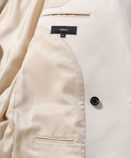 ys Yuji SUGENO (イース ユウジ スゲノ) 210731102-O/WHITE / Lambswool Semi-double gold glue Long Chester Coat