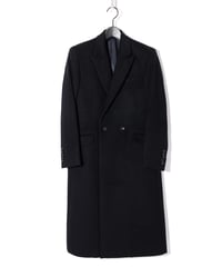 ys Yuji SUGENO (イース ユウジ スゲノ) 210731103-BLACK / Lamb Beaver wool Semi-double Long Chester Coat