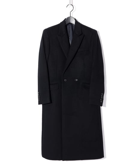 ys Yuji SUGENO (イース ユウジ スゲノ) 210731103-BLACK / Lamb Beaver wool Semi-double Long Chester Coat