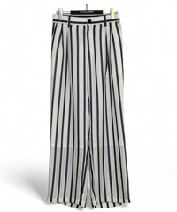 ys Yuji SUGENO (イース ユウジ スゲノ)  210830502-IVORY / Karami Stripe Easy Wide Pants