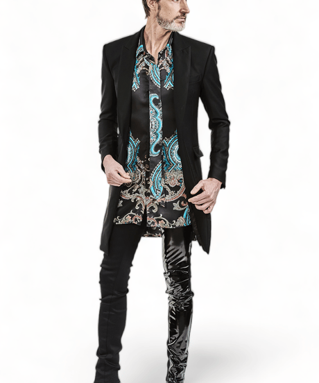 ys Yuji SUGENO (イース ユウジ スゲノ)  210340504-BLACK / Enamel changing stretch skinny denim Pants
