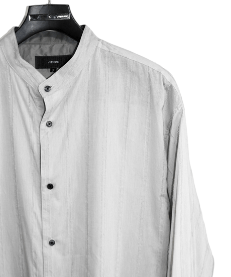ys Yuji SUGENO (イース ユウジ スゲノ)  210830404-L.GRAY / Cut fringe striped over collarless shirt