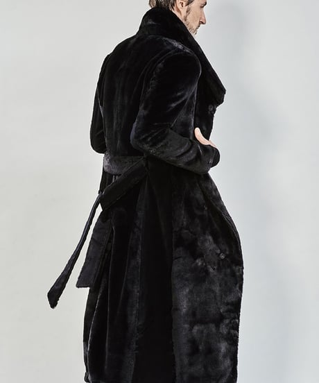 ys Yuji SUGENO (イース ユウジ スゲノ) 210331102-BLACK / Fur changing high color wrap maxi coat