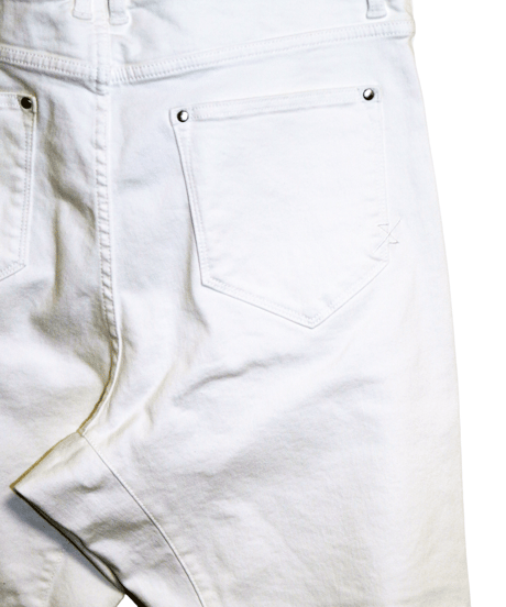 ys Yuji SUGENO (イース ユウジ スゲノ)  210740503-WHITE / Supima High Power Stretch Denim Semi Sarouel Pants