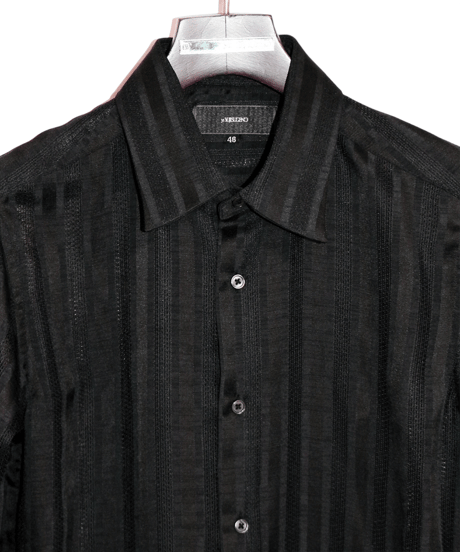 ys Yuji SUGENO (イース ユウジ スゲノ)  210830402-BLACK / Regular shirt with karami stripe stole