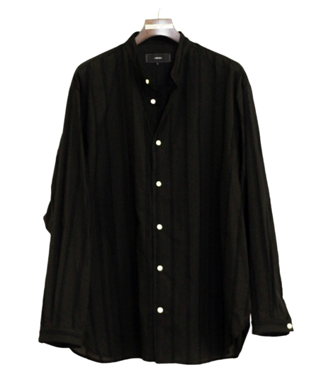 ys Yuji SUGENO (イース ユウジ スゲノ)  210830404-BLACK / Cut fringe striped over collarless shirt