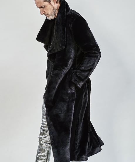 ys Yuji SUGENO (イース ユウジ スゲノ) 210331102-BLACK / Fur changing high color wrap maxi coat