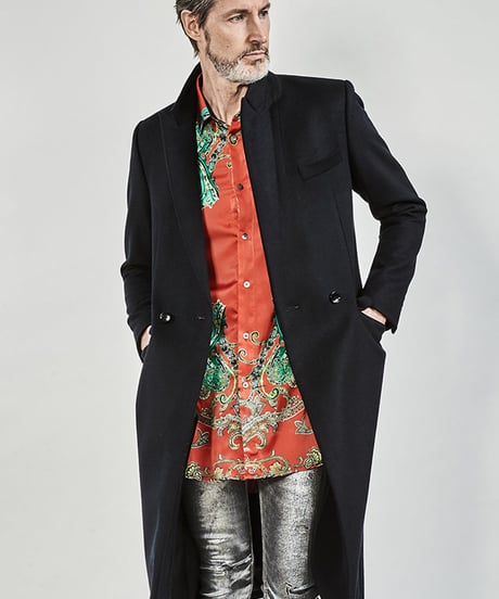 ys Yuji SUGENO (イース ユウジ スゲノ) 210731103-BLACK / Lamb Beaver wool Semi-double Long Chester Coat