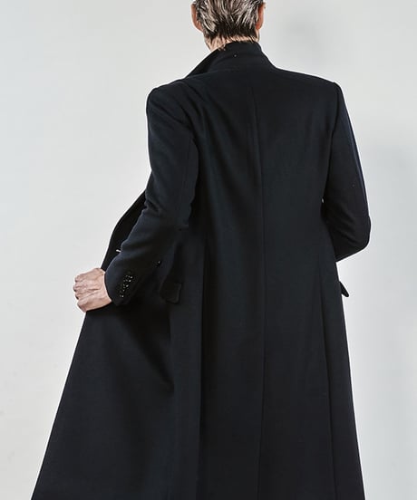 ys Yuji SUGENO (イース ユウジ スゲノ) 210731103-BLACK / Lamb Beaver wool Semi-double Long Chester Coat