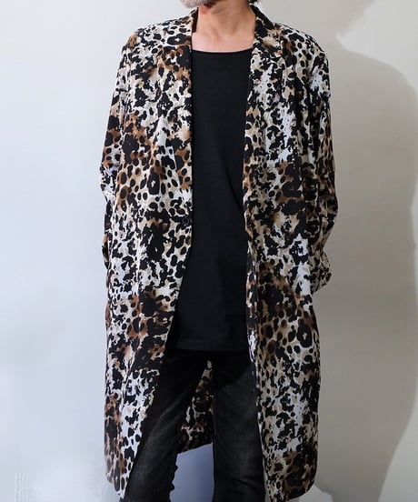 ADULT YUJISUGENO 520131001-LEOPARD / Leopard pattern Long shirt Jacket