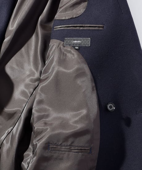 ys Yuji SUGENO (イース ユウジ スゲノ) 210731102-NAVY / Lambswool Semi-double gold glue Long Chester Coat