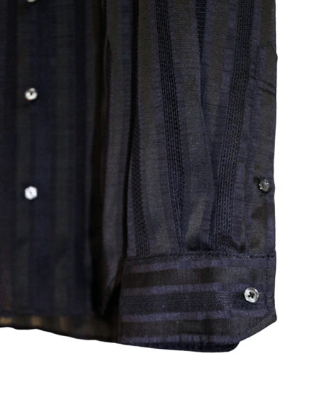 ys Yuji SUGENO (イース ユウジ スゲノ)  210830402-BLACK / Regular shirt with karami stripe stole
