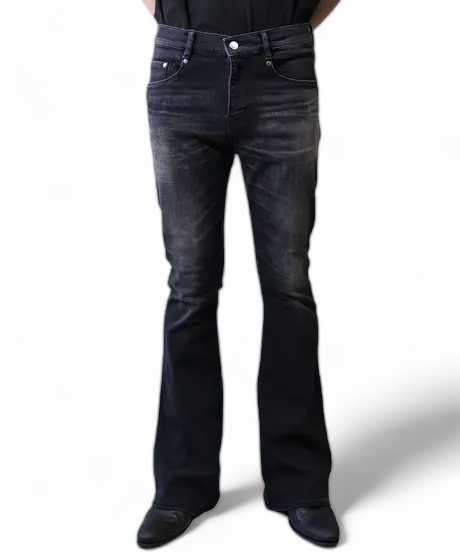 ys Yuji SUGENO (イース ユウジ スゲノ)  210640504-D.GRAY / USED Processing Hybrid Denim Bell-bottom