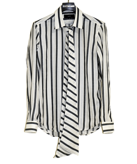 ys Yuji SUGENO (イース ユウジ スゲノ)  210830402-IVORY / Regular shirt with karami stripe stole
