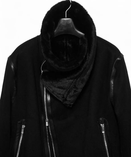 ys Yuji SUGENO (イース ユウジ スゲノ) 210950901-BLACK / Bonded shearling High collar Riders Jacket