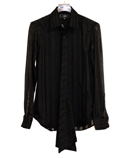 ys Yuji SUGENO (イース ユウジ スゲノ)  210830402-BLACK / Regular shirt with karami stripe stole
