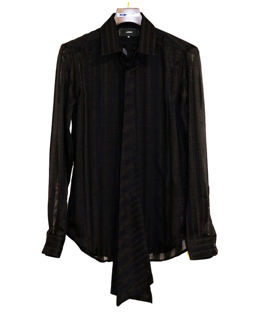 ys Yuji SUGENO (イース ユウジ スゲノ) 210830402-BLACK / Regular shirt with karami  stripe stole