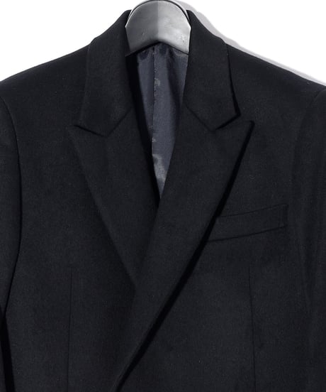 ys Yuji SUGENO (イース ユウジ スゲノ) 210731103-BLACK / Lamb Beaver wool Semi-double Long Chester Coat